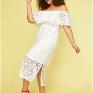 White lace off the shoulder Lane Bryant dress